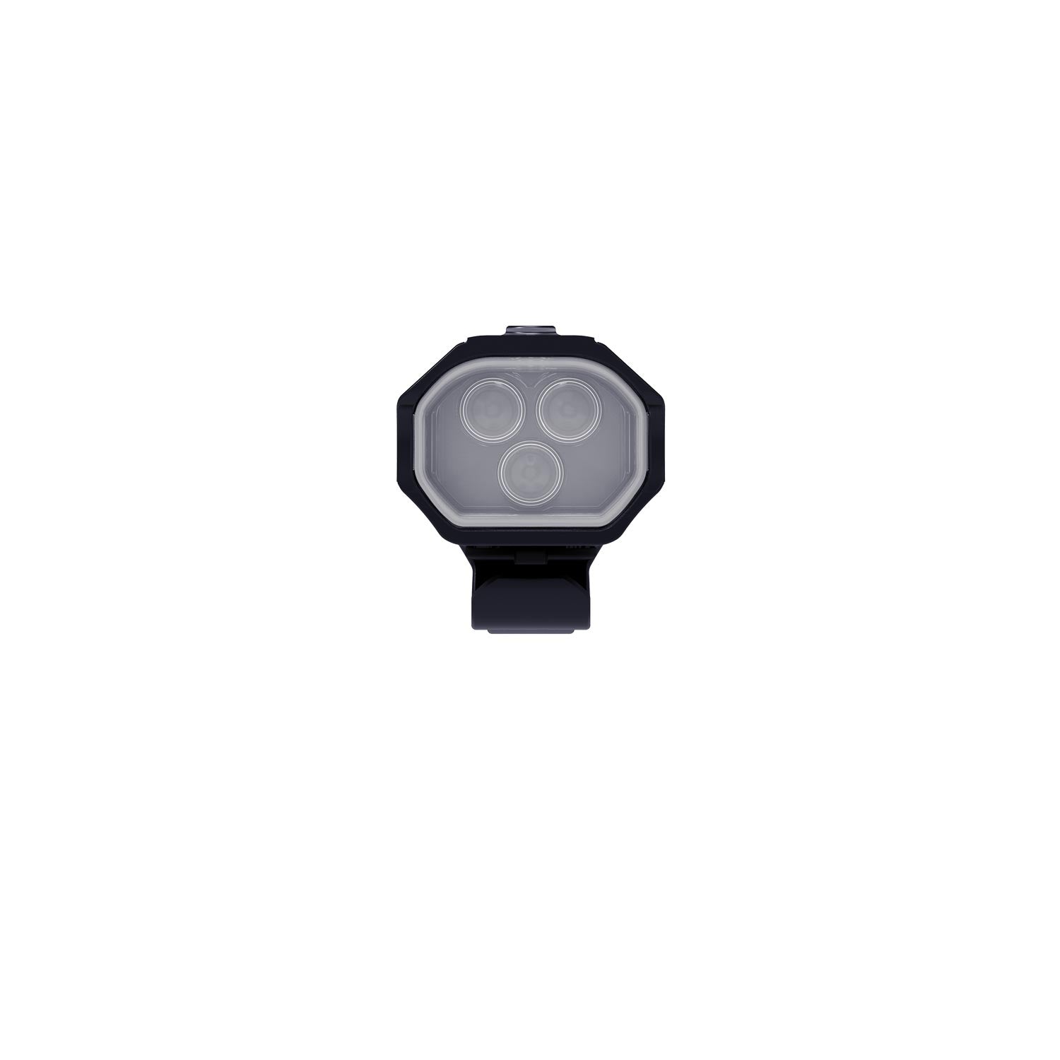 Front view of Lezyne KTV Drive Pro 300+ LED front bike light with 3 powerful LEDs delivering 300 lumens output.