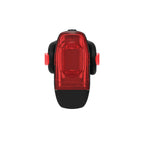 Front view of KTV DRIVE+ LED rear bike light highlighting its sleek design and wide-angle optics for enhanced visibility.