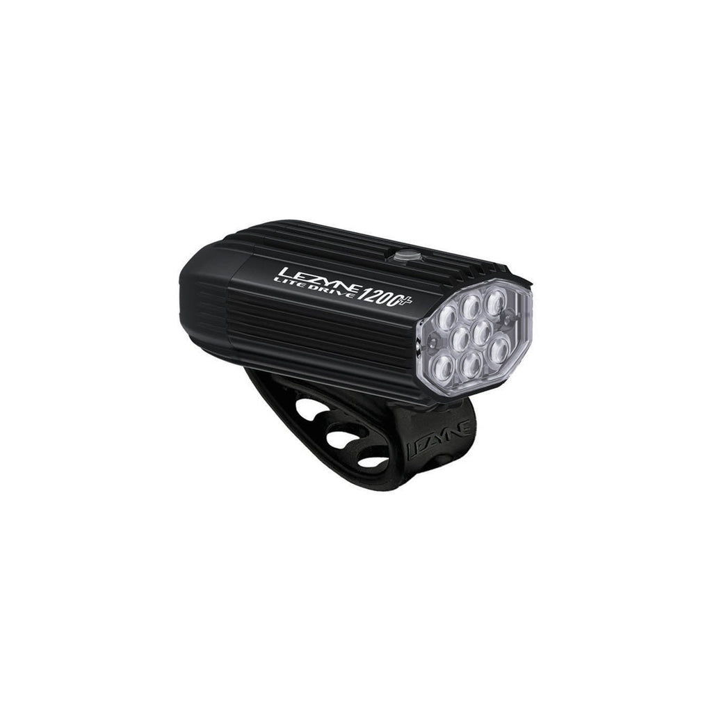 Lezyne Lite Drive 1200+ sleek LED front bike light, powerful and compact for reliable night cycling illumination.