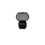 Front view of Super Drive 1800+ Smart LED bike light, showing individual LEDs and aluminum cooling fin design.