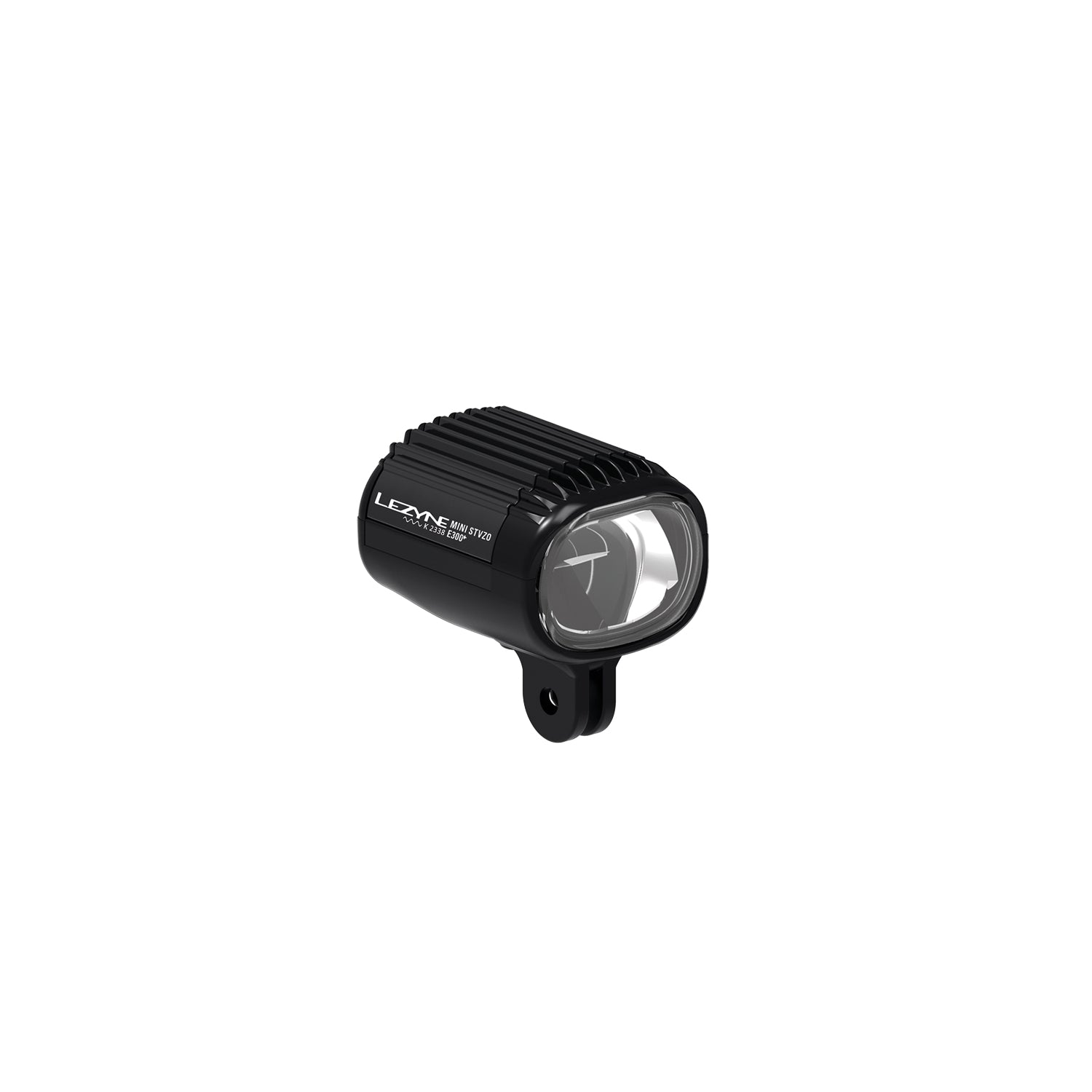 Lezyne E-BIKE MINI StVZO E300+ compact LED front bike light with a durable Composite Matrix body, engineered for lightweight performance and reliable illumination.