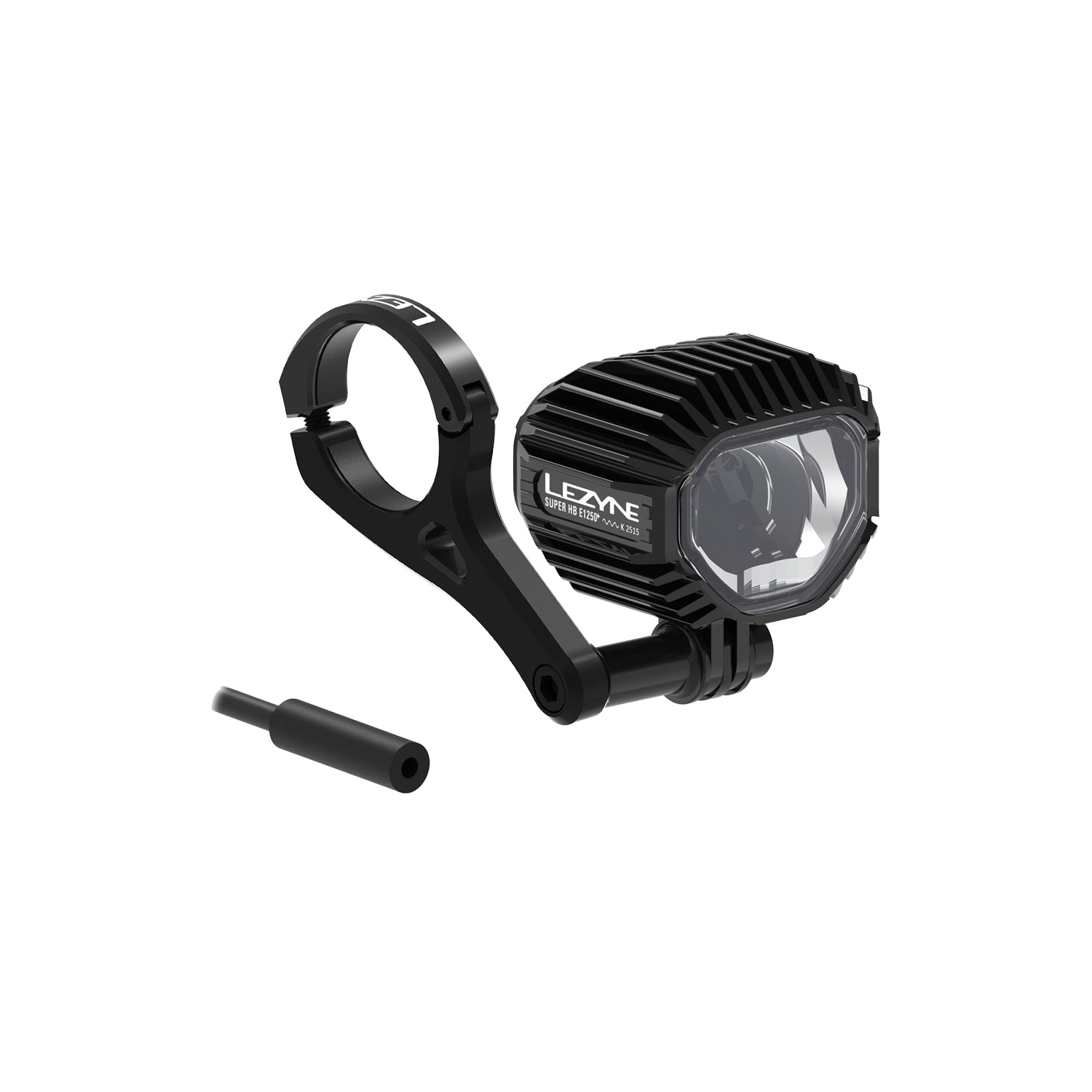 Lezyne E-BIKE SUPER HB StVZO E1250+ LED front bike light with CNC aluminum mount and BOSCH BES3 connector, ensuring secure attachment and efficient power delivery.