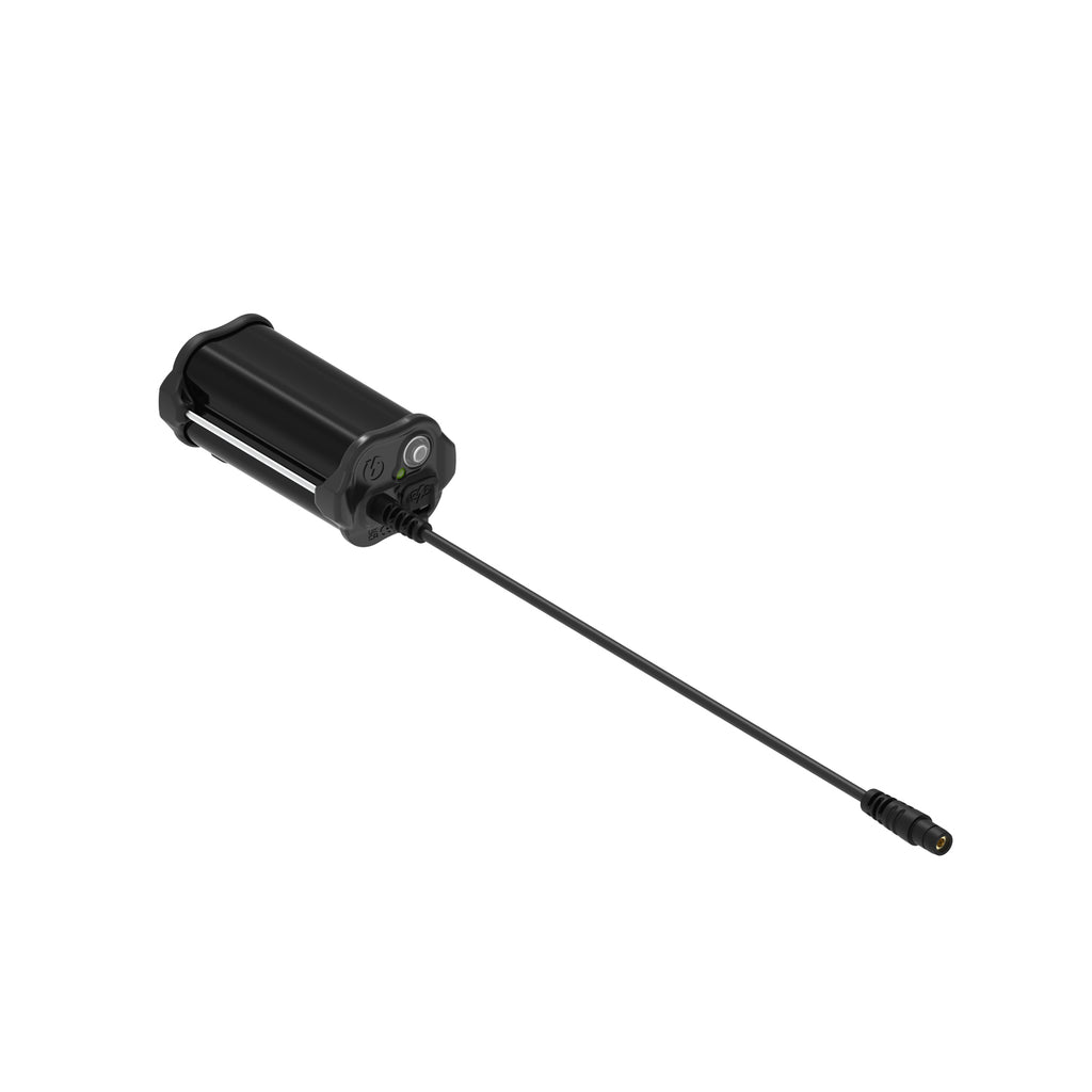 Lezyne POWER PACK XL external battery pack for LED bike lights, featuring a compact design, 3,300mAh capacity, USB-C fast charging, and IPX7 waterproofing.