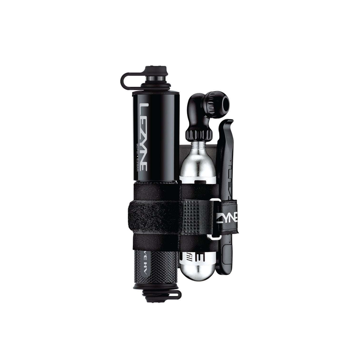 Lezyne Pocket Drive HV loaded kit. Compact high volume hand pump Loaded kit, w/ black pump.