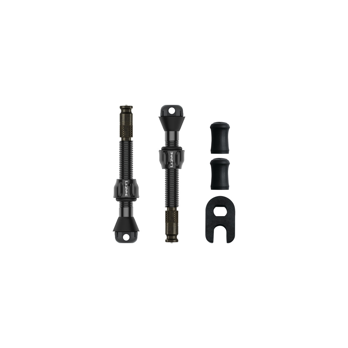 Lezyne CLIK TLR Valve Pro 44mm with caps and valve core tool – engineered for smooth tubeless setup and precise tire inflation.