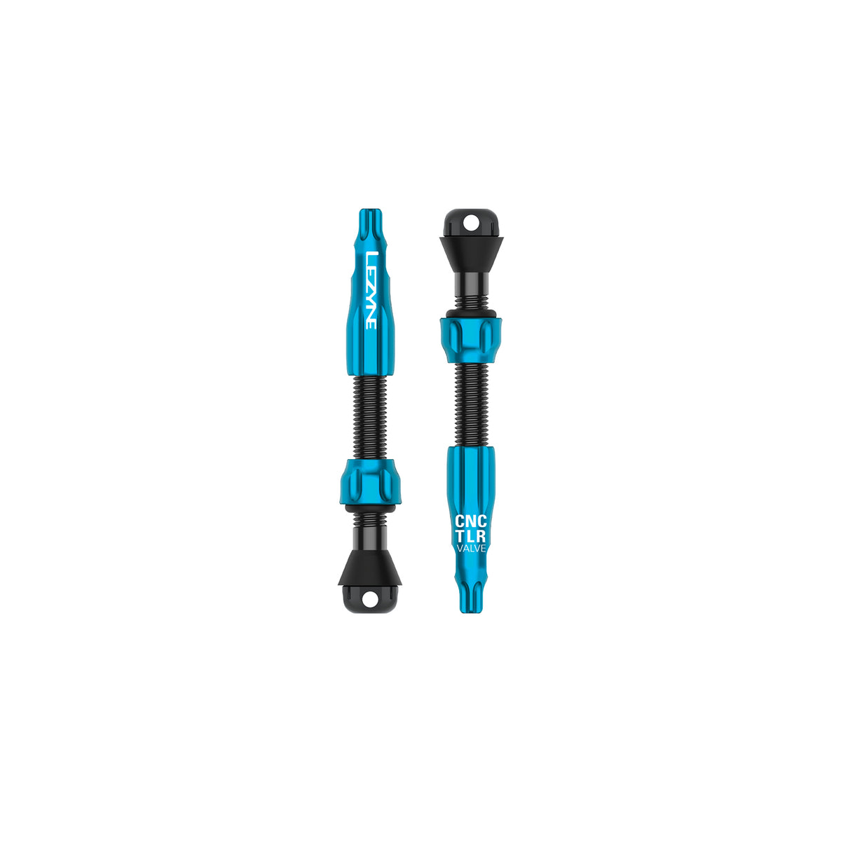 Metallic Blue CNC TLR VALVE PRO 44mm tubeless Presta valve with O-ring locknut, high airflow design, and integrated core tool for easy setup.