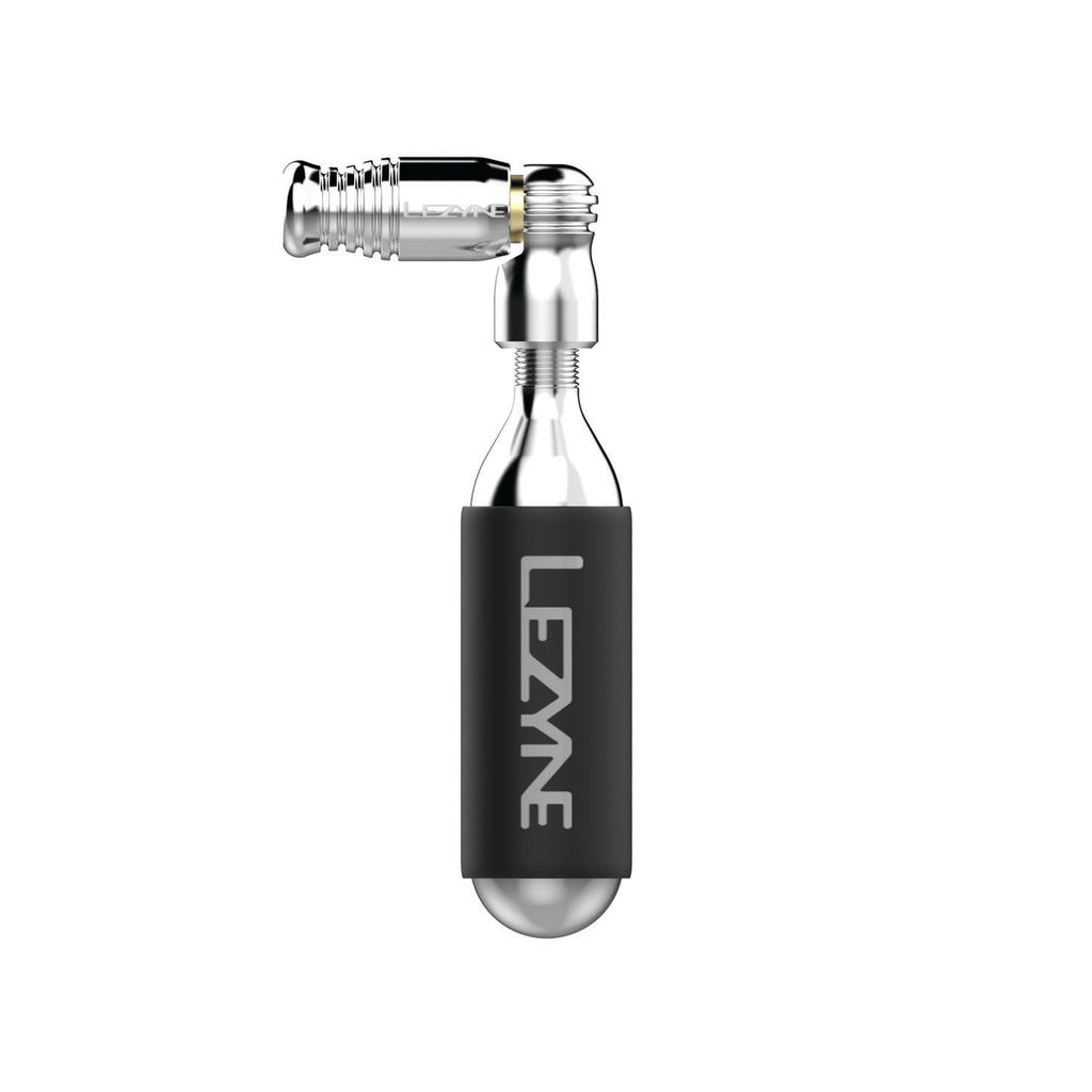 Side view of silver Trigger Speed Drive CO2 inflator, featuring minimalist aluminum design and insulating neoprene sleeve.