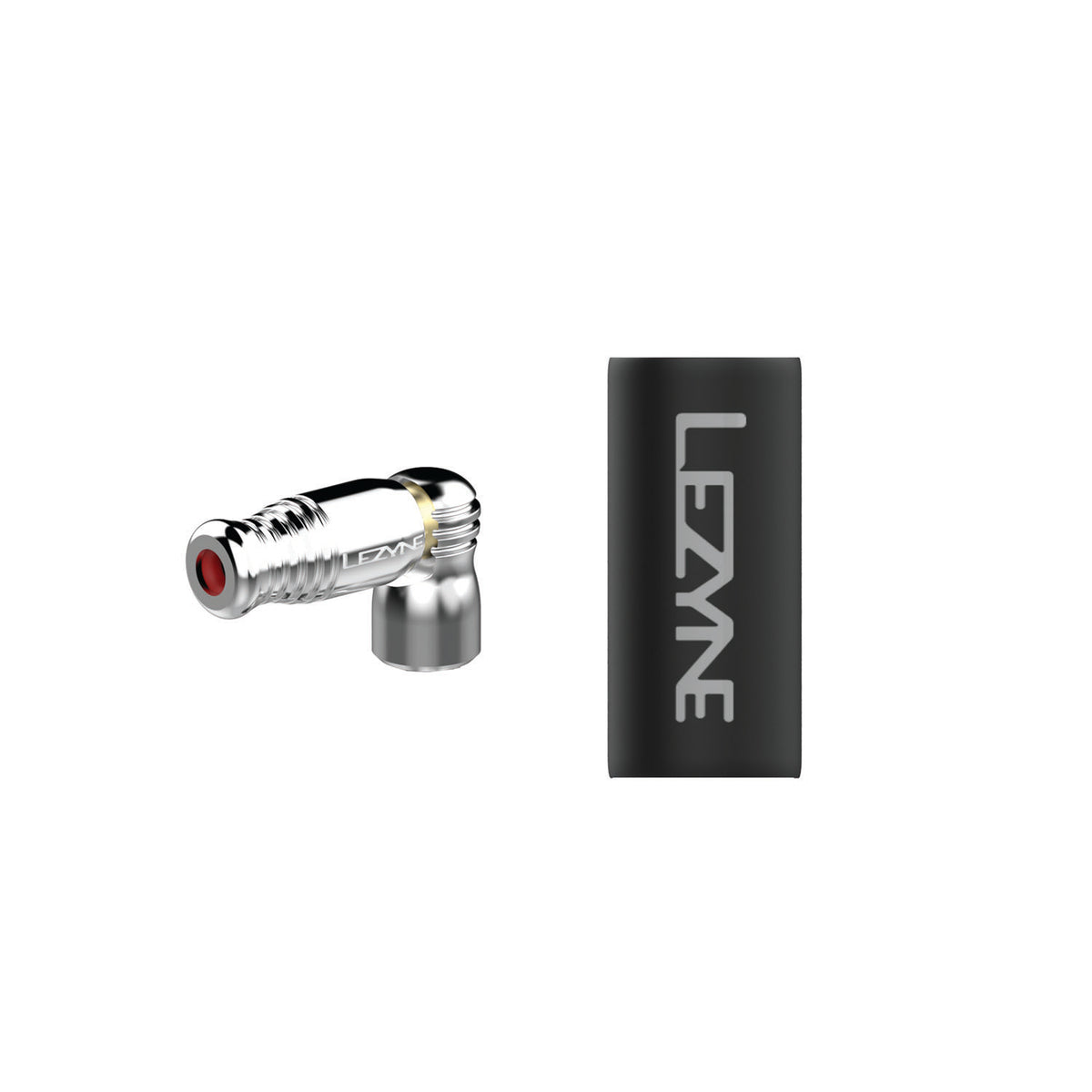 Silver Trigger Speed Drive CO2 inflator head with neoprene sleeve, Presta-only fit and CNC-machined aluminum build.