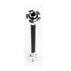 Close-up of the ABS Flex Hose with valve core tool on the Pressure Drive bike hand pump, compatible with Presta and Schrader valves.