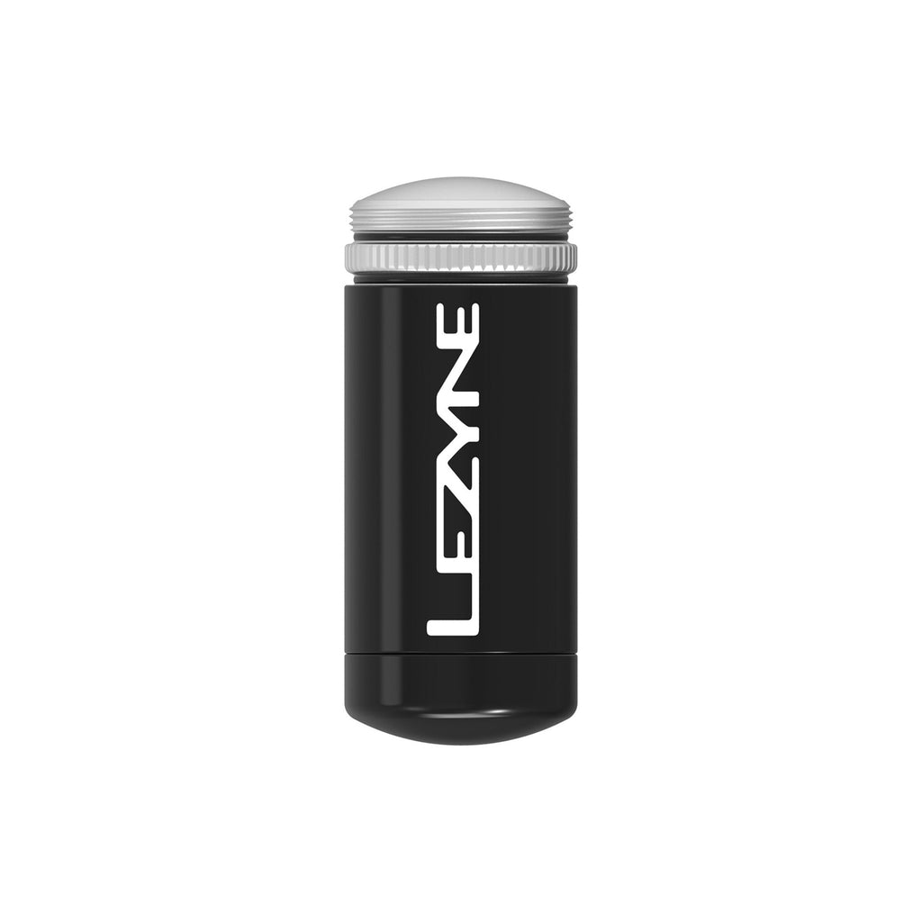 Lezyne Tubeless Kit with stainless steel reamer and extra-sticky plugs, packed in a compact aluminum storage handle.