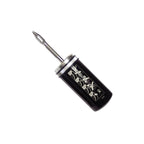 Lezyne Tubeless repair kit with reamer and instructions printed on the side of the aluminum case. Bike Tire Repair Kit perfect for fixing punctured mountain bike tires.